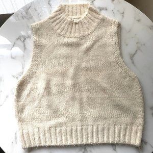 White Sleeveless Mock Neck Sweater